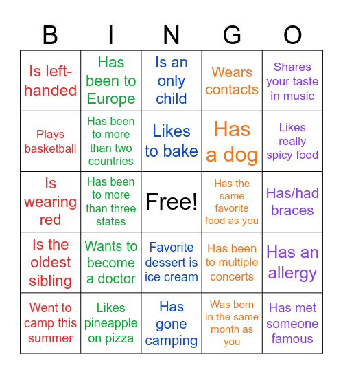 Icebreaker Bingo: Find Someone Who Bingo Card
