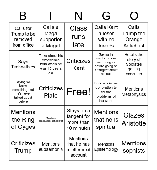 PHIL311 Magyar Bingo Card