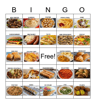 FOODS OF THE GLOBE Bingo Card