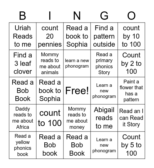 Summertime Bingo Card