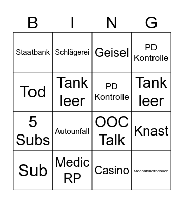 RP Bingo Card