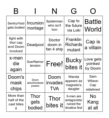 Doomsday bingo Card