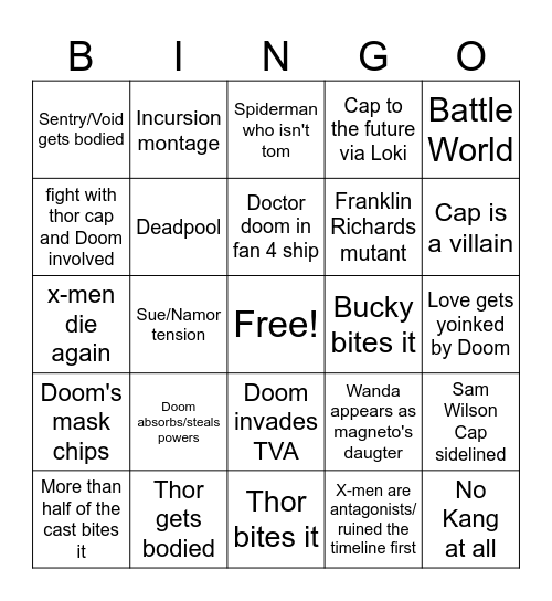 Doomsday bingo Card