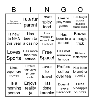 Rhino Bingo Card