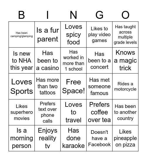 Rhino Bingo Card