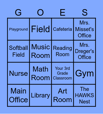 Welcome to GOES Tour Bingo Card