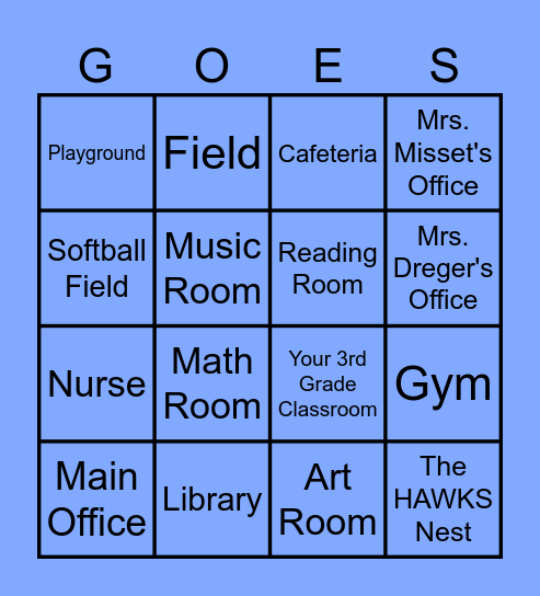 Welcome to GOES Tour Bingo Card