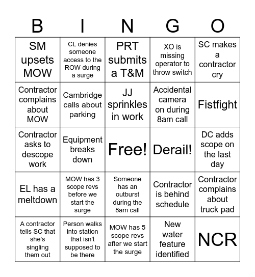 APM Bingo Card