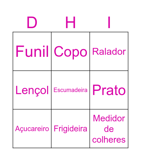 Chá de cozinha Bingo Card