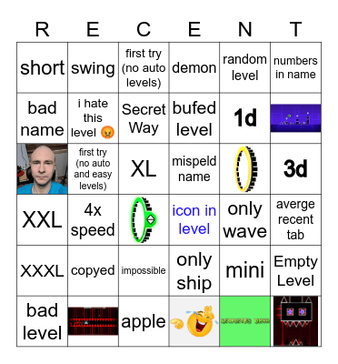gd recent tab Bingo Card