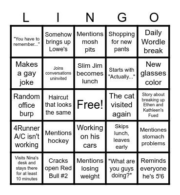 Lingo Bingo Card