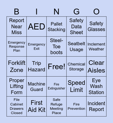 SAFETY BINGO Card