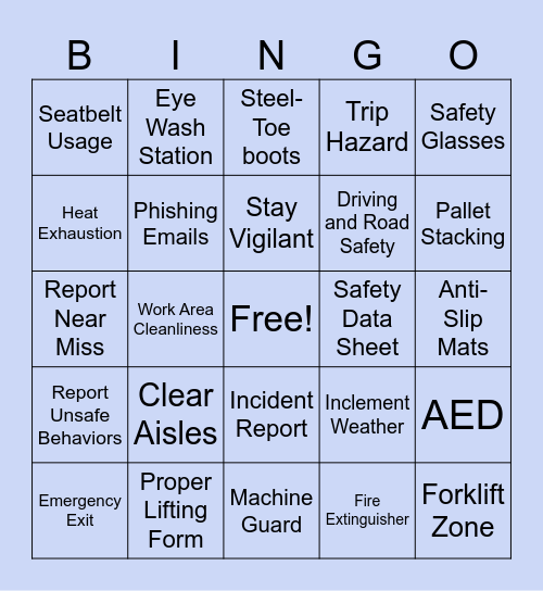 SAFETY BINGO Card