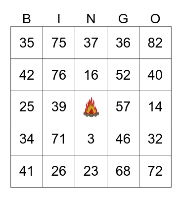303 Bingo Club Bingo Card