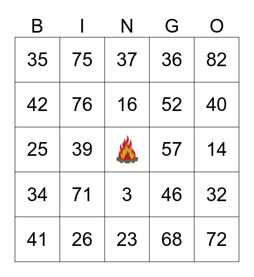 303 Bingo Club Bingo Card
