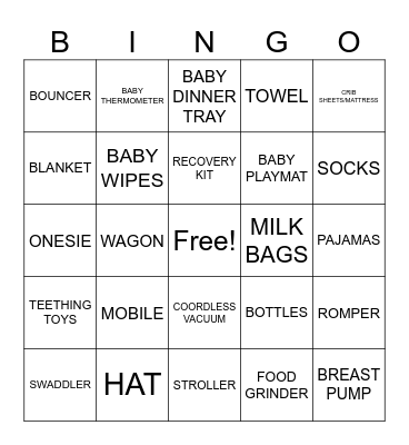 Baby Shower Bingo! Bingo Card