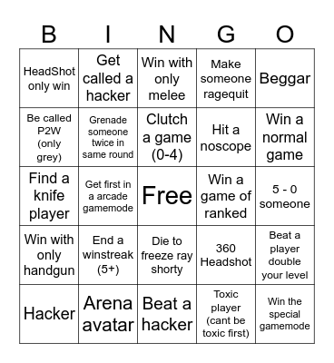 Rivals bingo Card