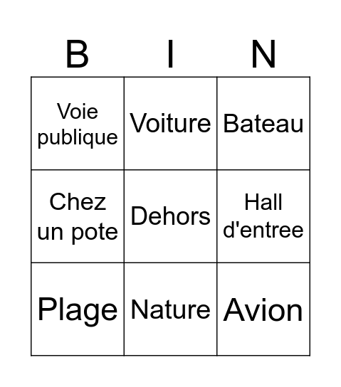 Là où Manon ken Bingo Card