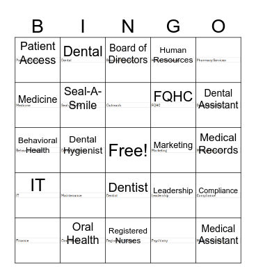 National Health Center Week Bingo Card