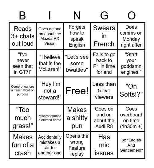 Shook' comms BINGO Card