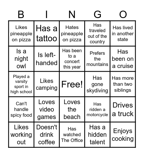 SUMMER NIGHTS WITH YA Bingo Card