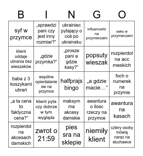halfprajs bingo Card