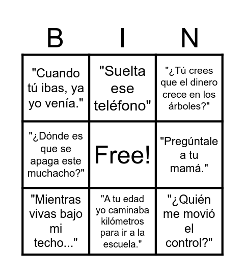 BINGO de los Papis Bingo Card