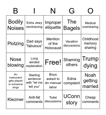 Family Bingo Card