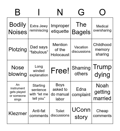 Family Bingo Card