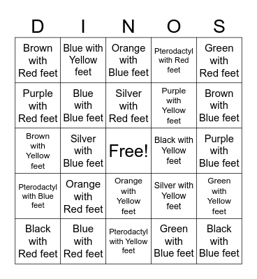 Dinosaur Dig Bingo Card