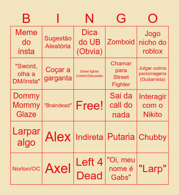 Gabs Bingo Card