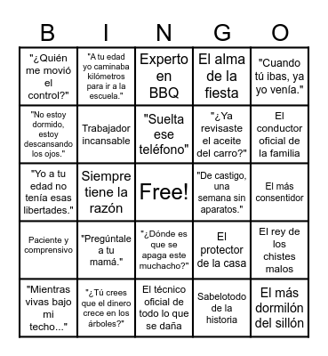 BINGO de los Papis Bingo Card