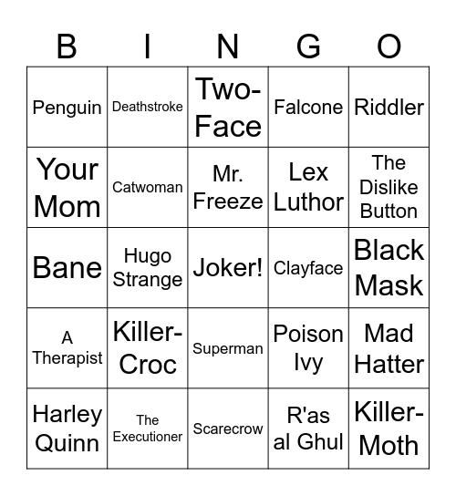 Batman's Enemies Bingo Card