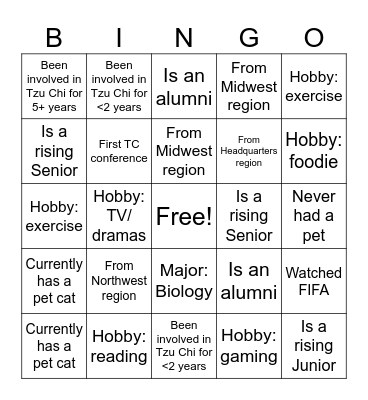 Bingo Mingle Bingo Card