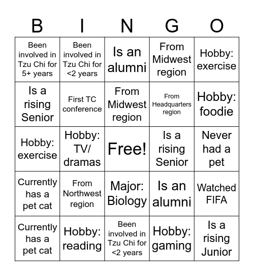 Bingo Mingle Bingo Card