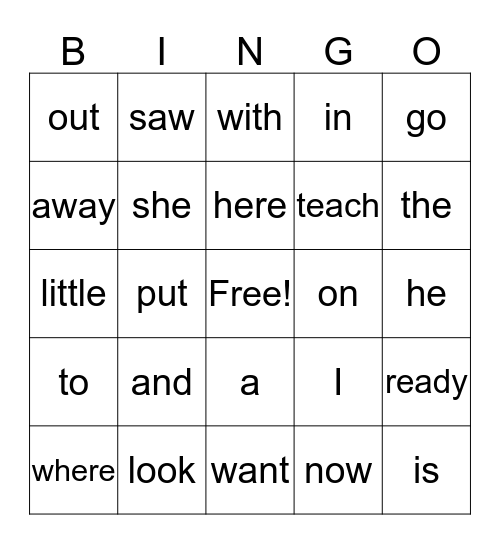 Word Wall Bingo Card