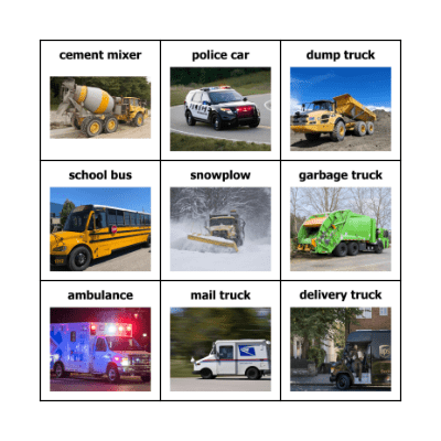 Vehicle BINGO Card