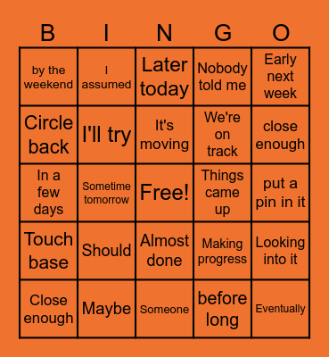 Language of Accountabilty Bingo Card