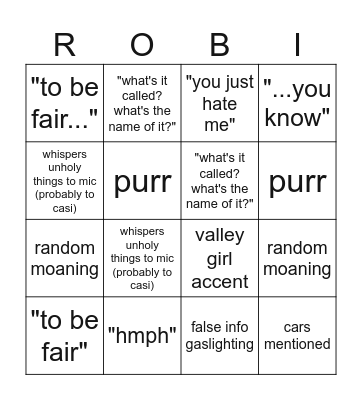 Roberto Bingo Card