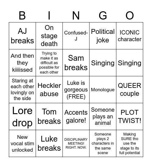 SFTH LF BINGO Card