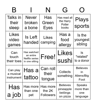 GTD People Bingo Card