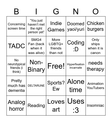 Me Bingo Card