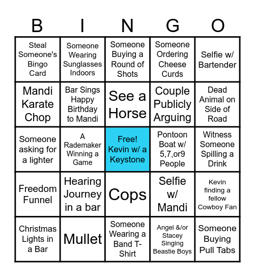 Mandi's Birthday Bash Bingo Card