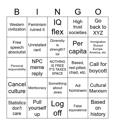 Wypipo X Response Bingo Card