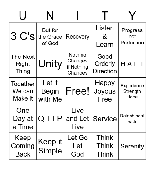 Al-Anon Just For Today brings you Bingo Card