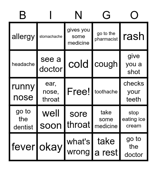 Boost Up 3: Unit 7: Health Bingo Card