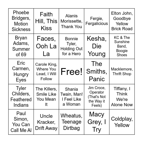 Wild Card 3 Bingo Card