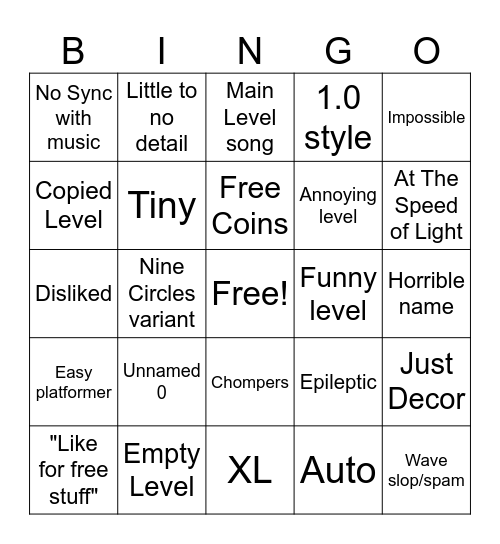 Recent Tab Bingo Card
