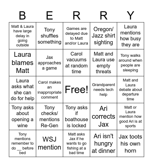 Secret Bingo of Secret Secrecy Bingo Card