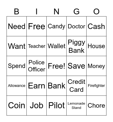 Financial Literacy Bingo Card